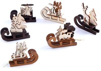 6 Schlitten AnhäNger Weihnachten 5,5 Cm Christbaumschmuck Aus Holz Braun Natur