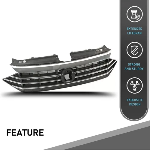 Front Bumper Upper Grille Grill W/Chrome Trim For 2019 2020 Volkswagen Jetta MK7 - Picture 5 of 12