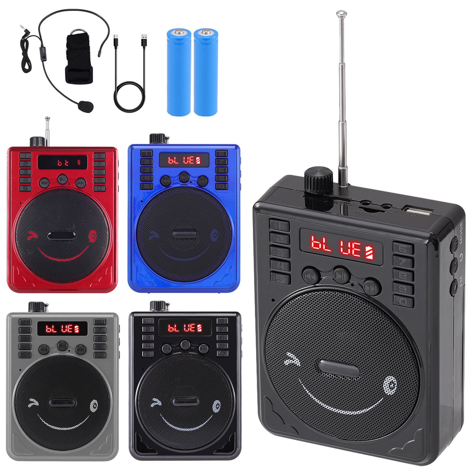 Mini Portable Wireless Speaker with Rechargeable Battery and Wired Mic Headset