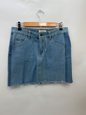Thread & Supply Distressed Light Wash Denim Jean Skirt Womens Size S NWT Org $44