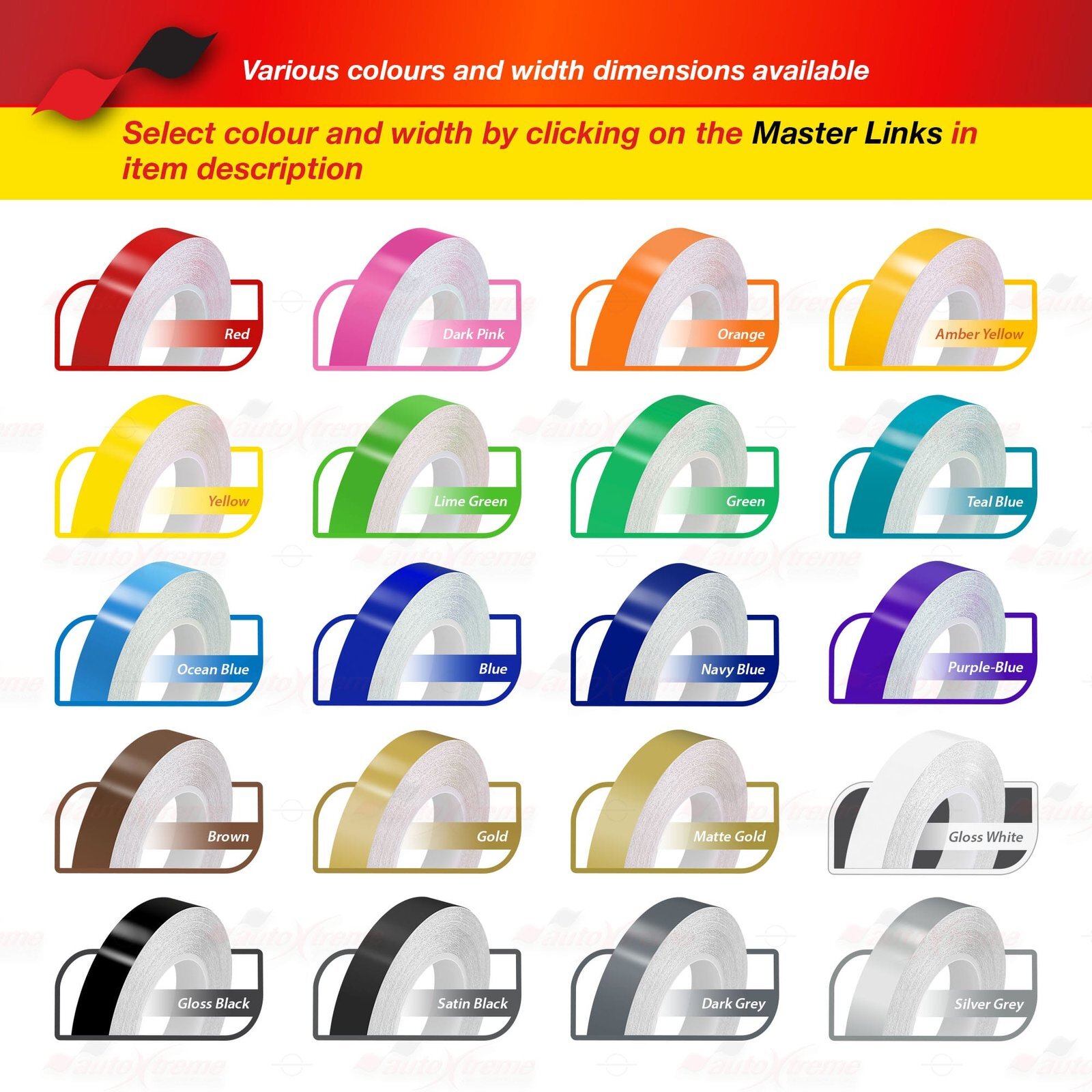 3" 76mm PinStriping Stripe Styling Decal Vinyl Sticker FLUORESCENT RED-ORANGE