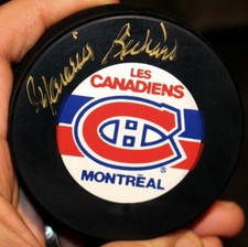 Maurice Richard Signed Montreal Canadiens Hockey Puck 