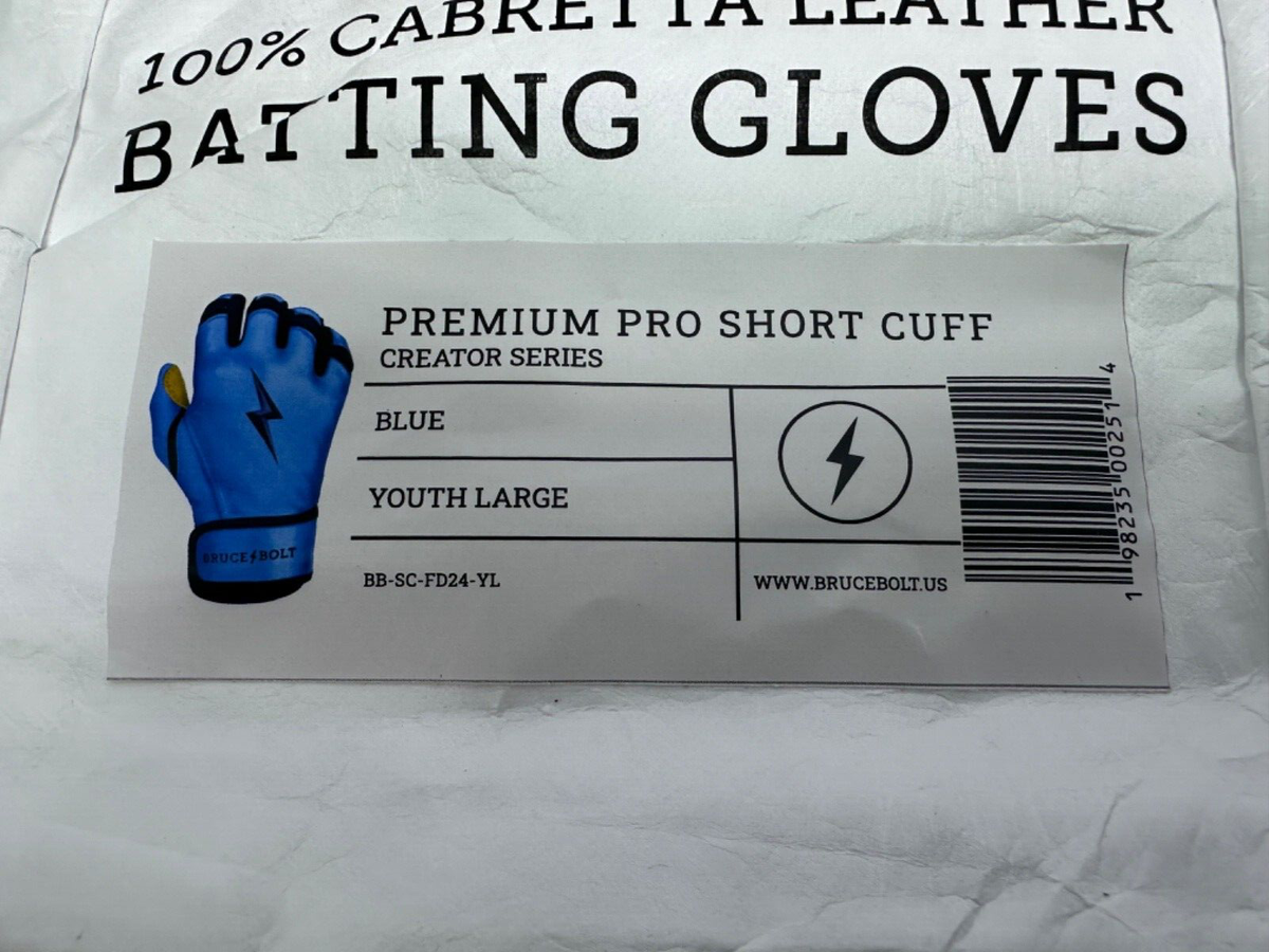Gants De Frappe Baseball BRUCE BOLT Creator Series - Taille S Adulte, Manchette Longue, Bleu - Neufs