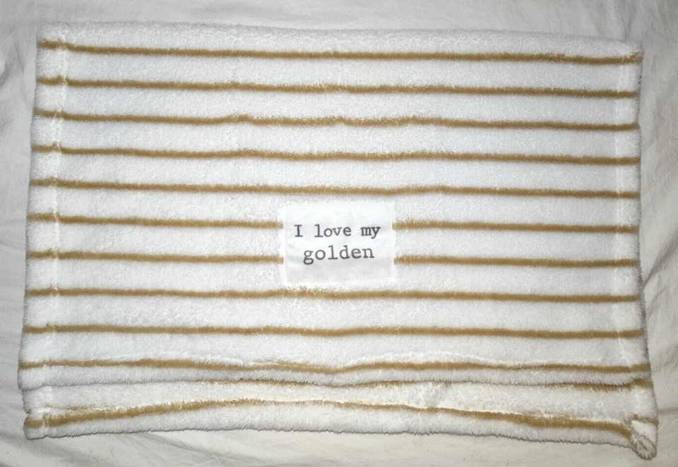 Manta Mud Pie I Love My Golden Stripe Baby Felpa Retriever Cachorro Perro Blanca Foto 3 de 4