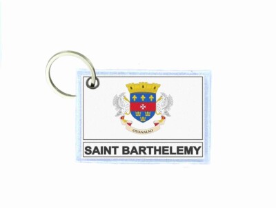 Porte-clés Double Face Drapeau Saint-Martin SX - Tissu, Fabrication France, Neuf