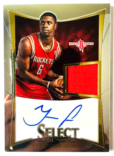 Camiseta deportiva Panini Select Terrence Jones 2012-13 automática RC SP #/249 ¡Novato de los Rockets!