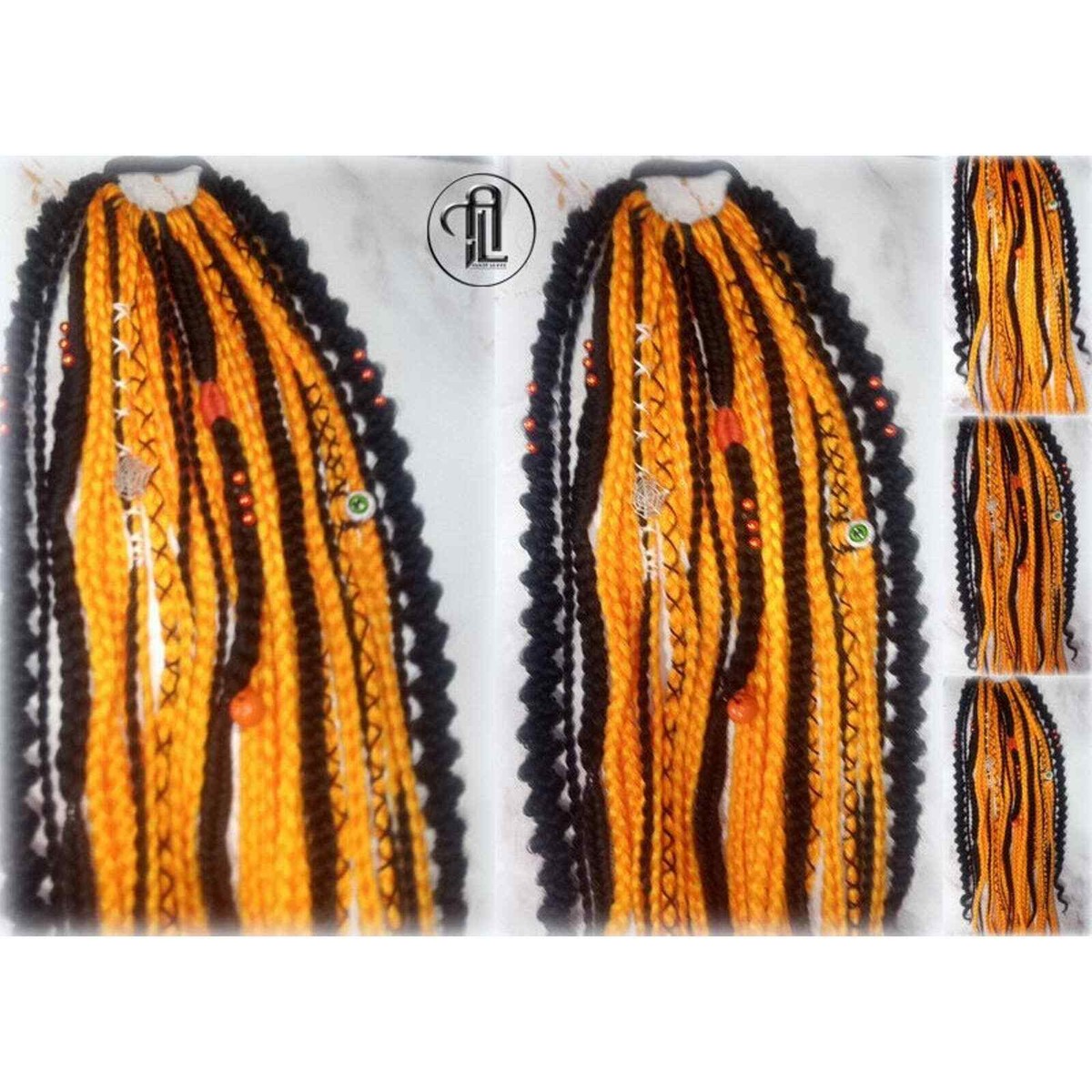 Ponytail Black Orange Fall Extension Clipin Hairband box braids