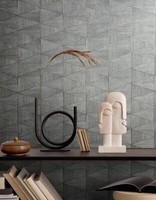 Vliestapete Kacheln Dreieck Grafik Holzoptik Fliesen Grau Braun 33355 (4,68€/1Qm