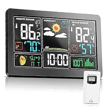 Weather Station Indoor Outdoor Thermometer Wireless Color Display Digital