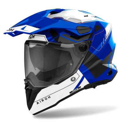 AIROH Commander 2 Reveal Dual Road Enduro Helm Weiß Blau Hochglanz