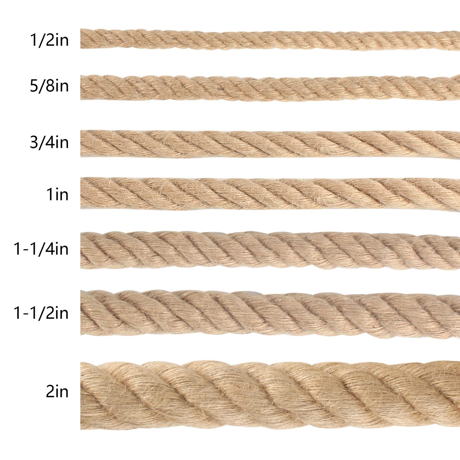 YUZENET Natural Jute Rope – 1.5 Inch Thick, 150 Feet Long, Manila Style For Outdoor & Decorative Use