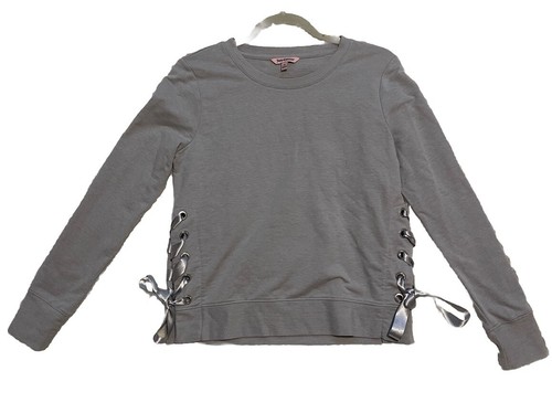 Juicy Couture Sweatshirt Lace-Up Side Ribbon Pullover Gray Sz XS Athleisure
