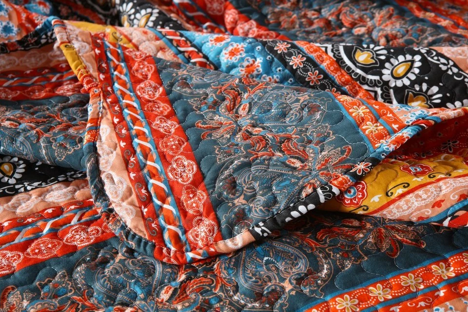 Juegos de colcha edredón 3 piezas ropa de cama cubre dormitorio floral tamaño queen king, BY012 Foto 3 de 4