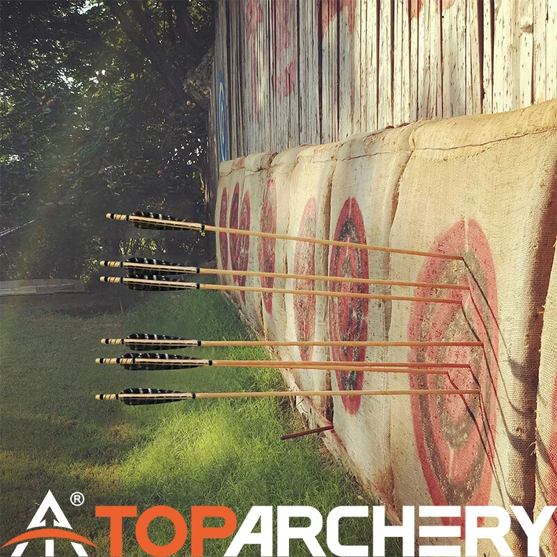 6/12X  31" Wooden Arrows Nature Feather Outdoor Sports Archery Hunting Practice - Image 4 of 4