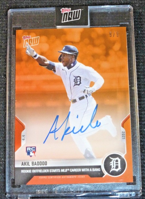2021 Topps Now Akil Baddoo Auto Signed Orange On-Card Autograph #D 5/5 Rookie RC