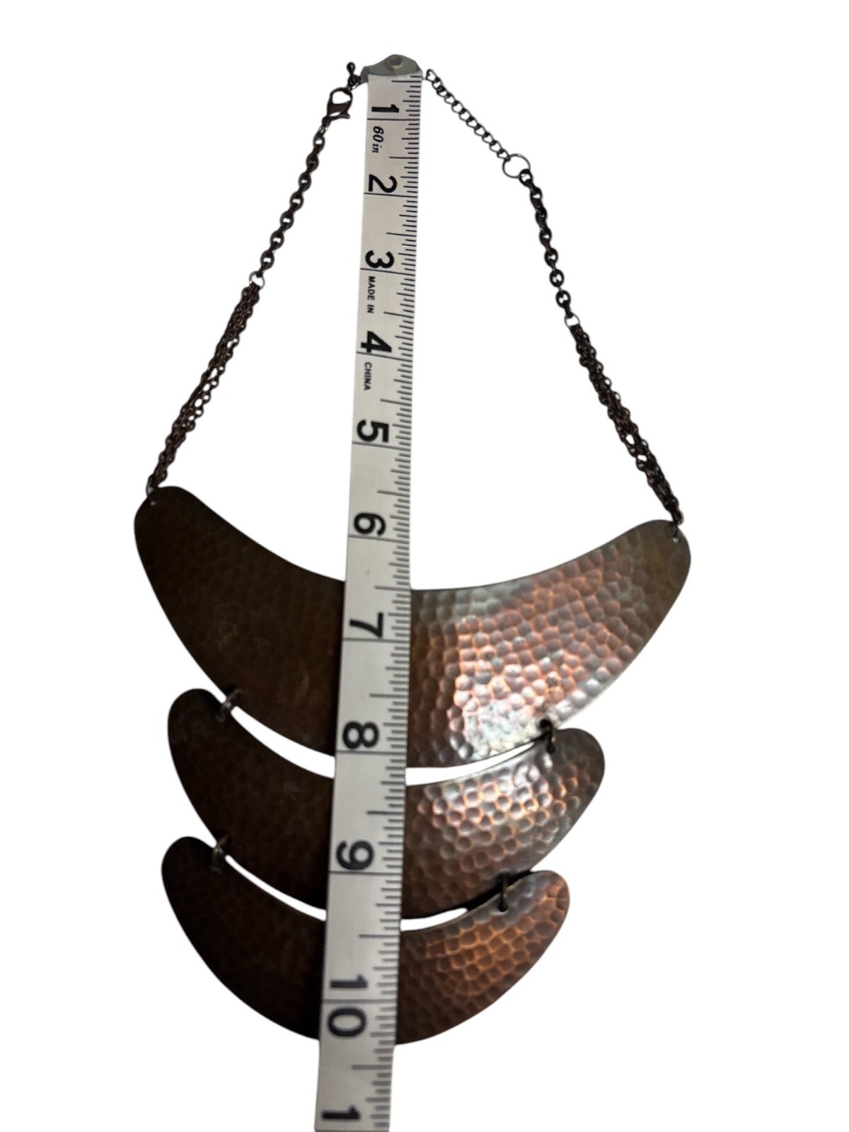 Hammered Copper Statement Necklace With Adjustabl… - image 4