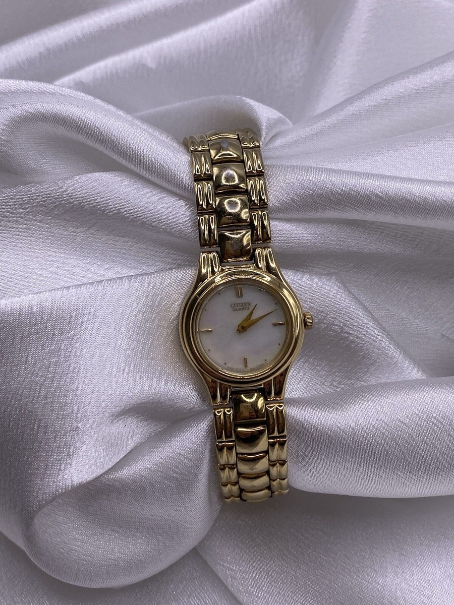 Vintage Ladies Citizen Gold Tone Quartz Mother Of Pearl Wrist Watch Old  Money