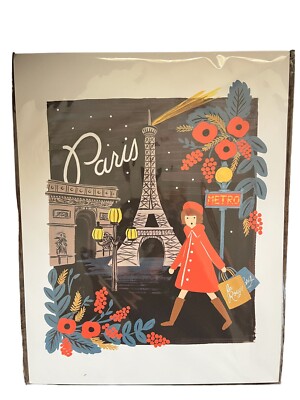 Rifle Paper 8x10 Print PARIS  Eiffel Tower, Arc de Triomphe Femme Metro France