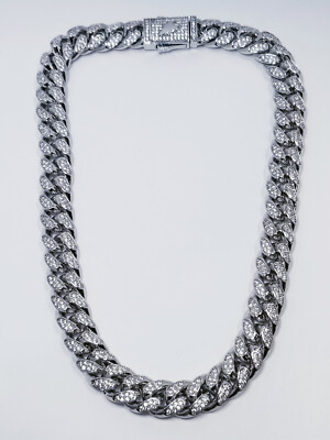 The Jewelry Plug Diamond Cuban Link Chain White Gold Plated