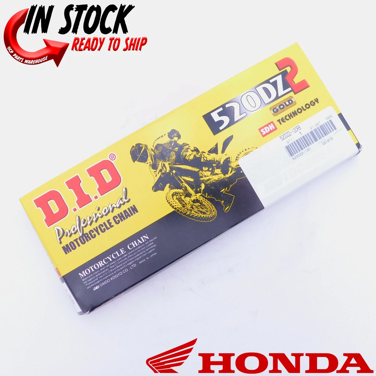HJ DID 520 DZ2 CHAIN 120 LINKS GOLD #520DZ2-120