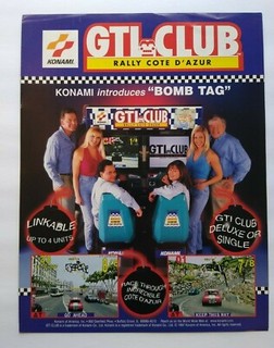 GTI Club Arcade FLYER Original 1997 Video Game Race Cars Art Promo Vintage Art
