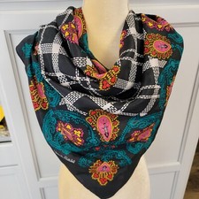 Diane Von Furstenberg Vintage SILK Scarf Vibrant Square 42 x 42 Paisley Art 90's