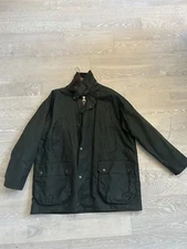 Olive Waxed Cotton Jacket - Rain Coat - Small
