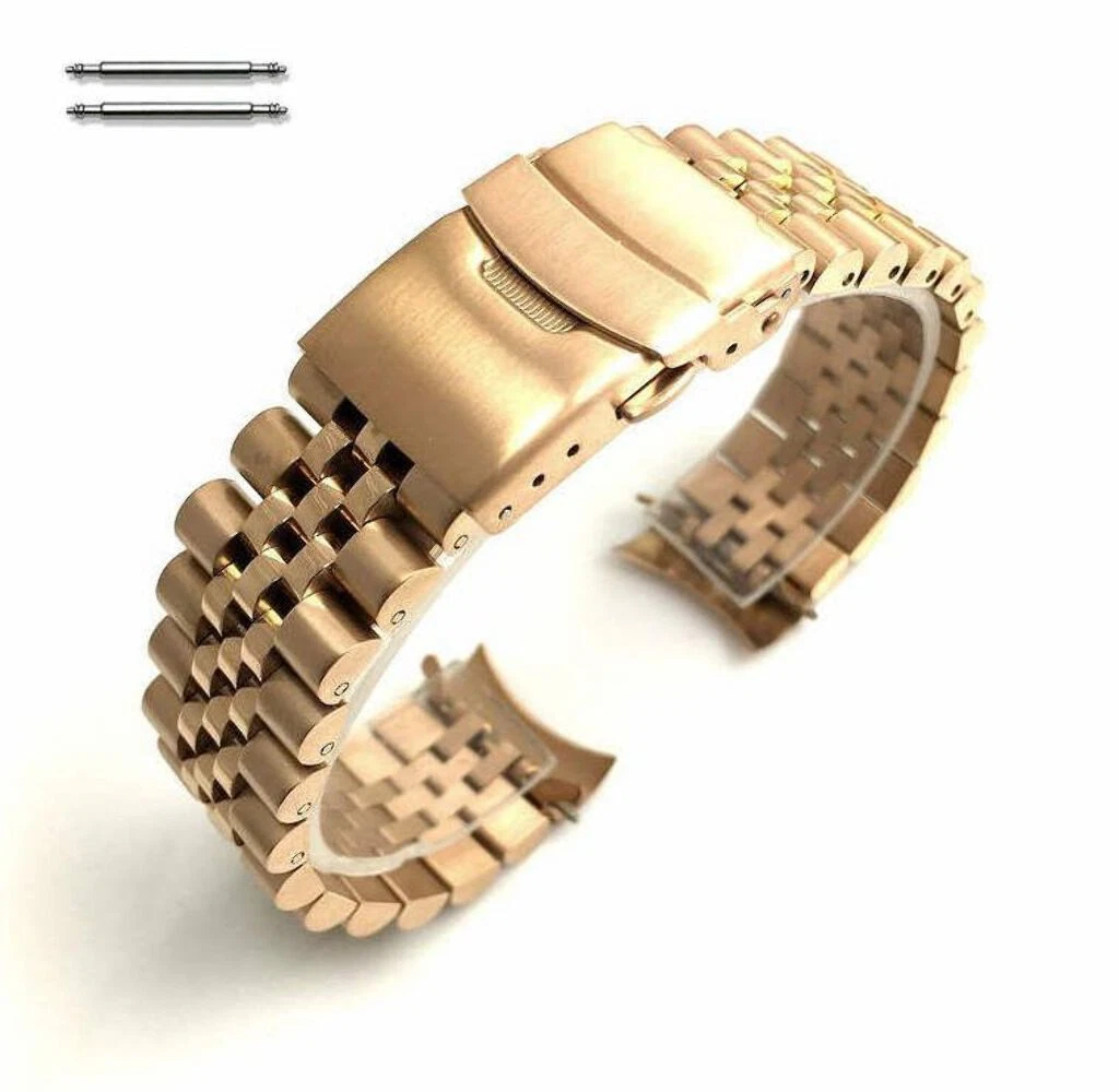 MICHAEL KORS Cinturino orologio ricambio estremità curva bracciale giubileo acciaio metallo oro rosa #7004