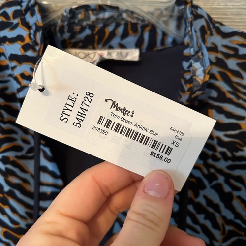 Joy Joy Trim Dress Smock Sleeve Dress zebra blue orange BNWT - Picture 7 of 7