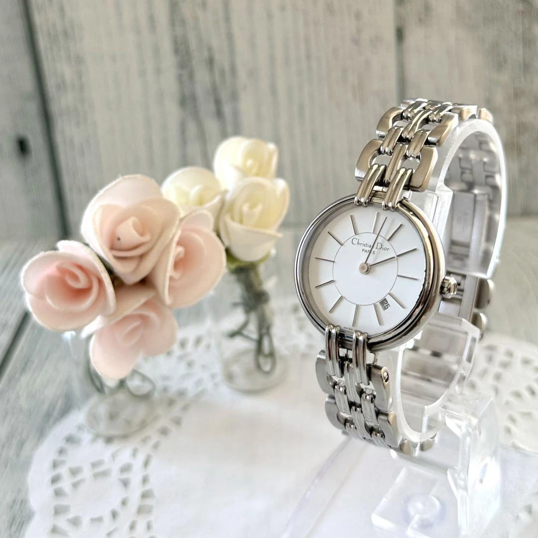 Montre femme Christian Dior occasion quartz bagira argent blanc D66 100 SS