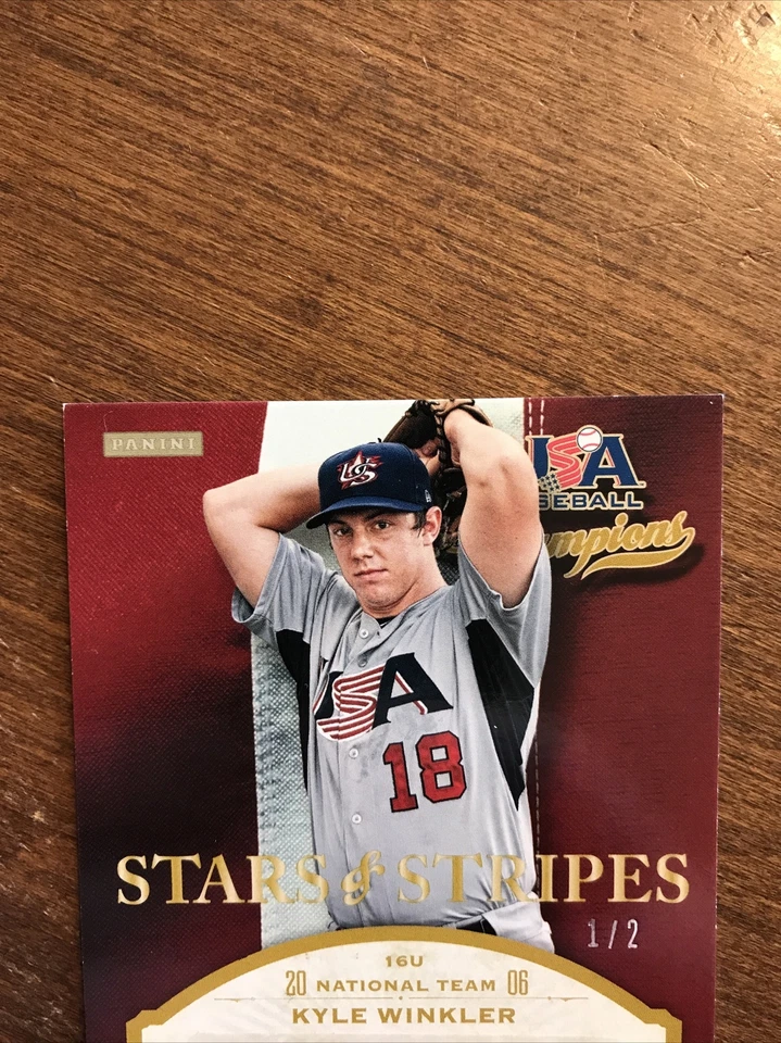 Kyle Winkler 2013 USA Baseball Stars Stripes Green Ink Auto TCU Diamondbacks 1/2 - Image 2 of 4
