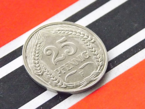 GERMAN 25 PFENNIG 1910 F Deutsches Reich EMPIRE WW1 NICE Old Coin History + RARE - Picture 2 of 4