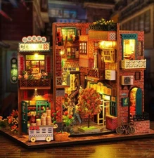 DIY Mini Wooden Toy Miniature Dollhouse Kits Model Building Small House Gifts