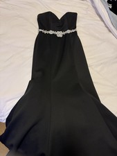 B’Dazzle Womens Blk Satin /beads Strapless  Gown Sz 8 Pre-owned