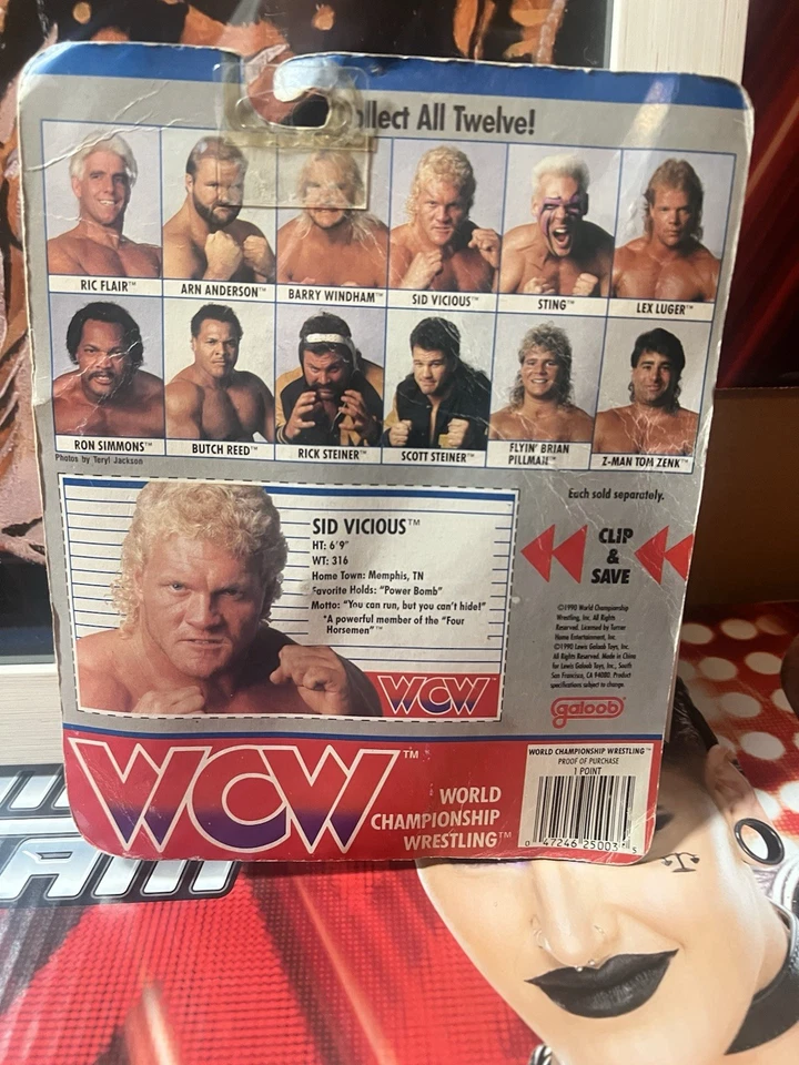 Figura de lucha libre vintage Galoob 1990 WCW SID VICIOUS Foto 2 de 4