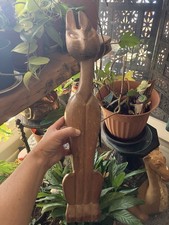 20” MCM Siamese Cat Vintage Wooden Hand Carved Mid Century Modern