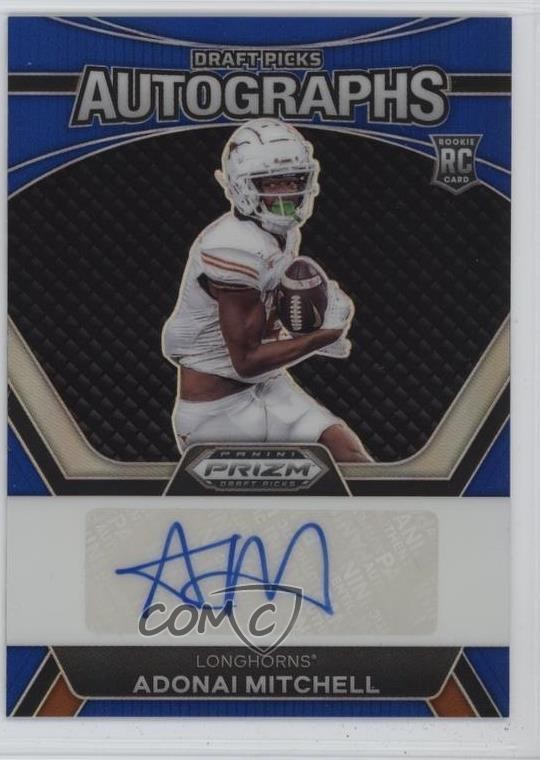 2024 Panini Prizm Draft Picks Blue 121/149 Adonai Mitchell Rookie Auto RC 6q5