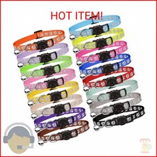 16 PCS Breakaway Cat Collars with Bells Reflective Cat Collar Safety Nylon Kitte