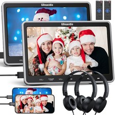 2 x 10.1" Screen Car Headrest 2 DVD Player TV USB SD HDMI Monitor W/ Headphones