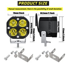 3 Inch Cube Led Work Light Bar Spot Flood Pods Truck Driving Fog Offroad Atv Us