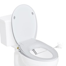 Round Bidet Toilet Seat with Slow Close, Non-Electric Bidet Attachment for To...