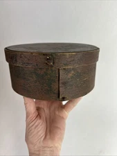 ANTIQUE 6 1/4" BENTWOOD PANTRY BOX IN Reddish Multi Layers PAINT AAFA