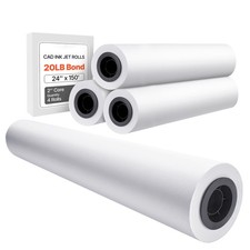 Uimoso Wide Format Paper Plotter Paper 4 Rolls 24 in x 150 ft CAD Bond Rolls