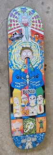 Primitive Rick and Morty ( Adult Swim ) collage skateboard deck ( USED )