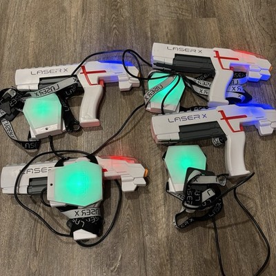 Laser X Lazer Tag 4 Player Real Life Gaming Set Of 4 Guns Indoor Outdoor Lot