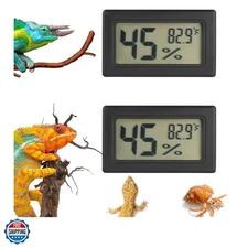 Reptile Thermometer and Humidity Gauge Digtal Terrarium Thermometer Rectangle...