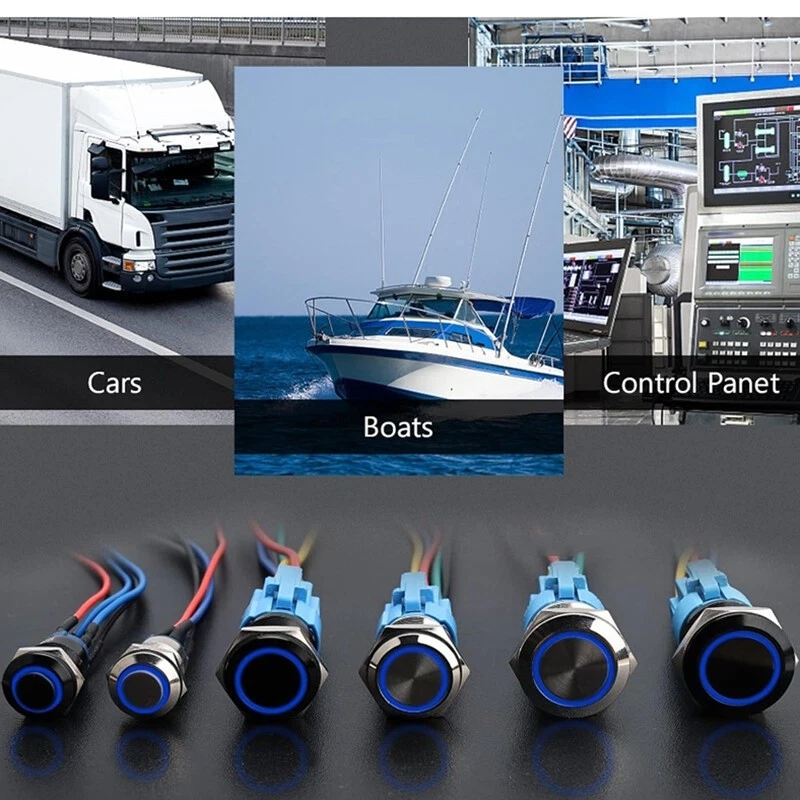 High Head Metal Push Button Switches 12mm-22mm Momentary/Latching Switch 3V-220V - Image 2 of 4