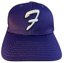 EUC deep purple poly mesh knit youth Pro-Model hk-lp adjust cap, "F" front embry