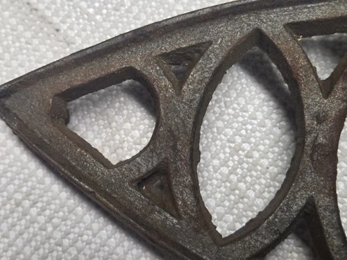 Antique Cast Iron Trivet Set of 2,  Openwork Design image 9