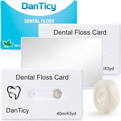 Dental Floss Deep Clean Waxed Floss in a Credit Card with Mirror,Perfect for Peo